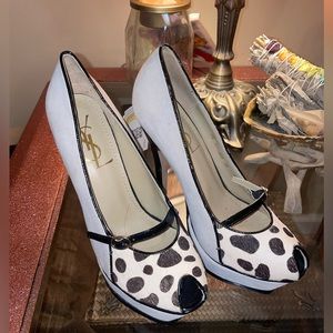 YSL suede & mohair Peep Toe Pumps